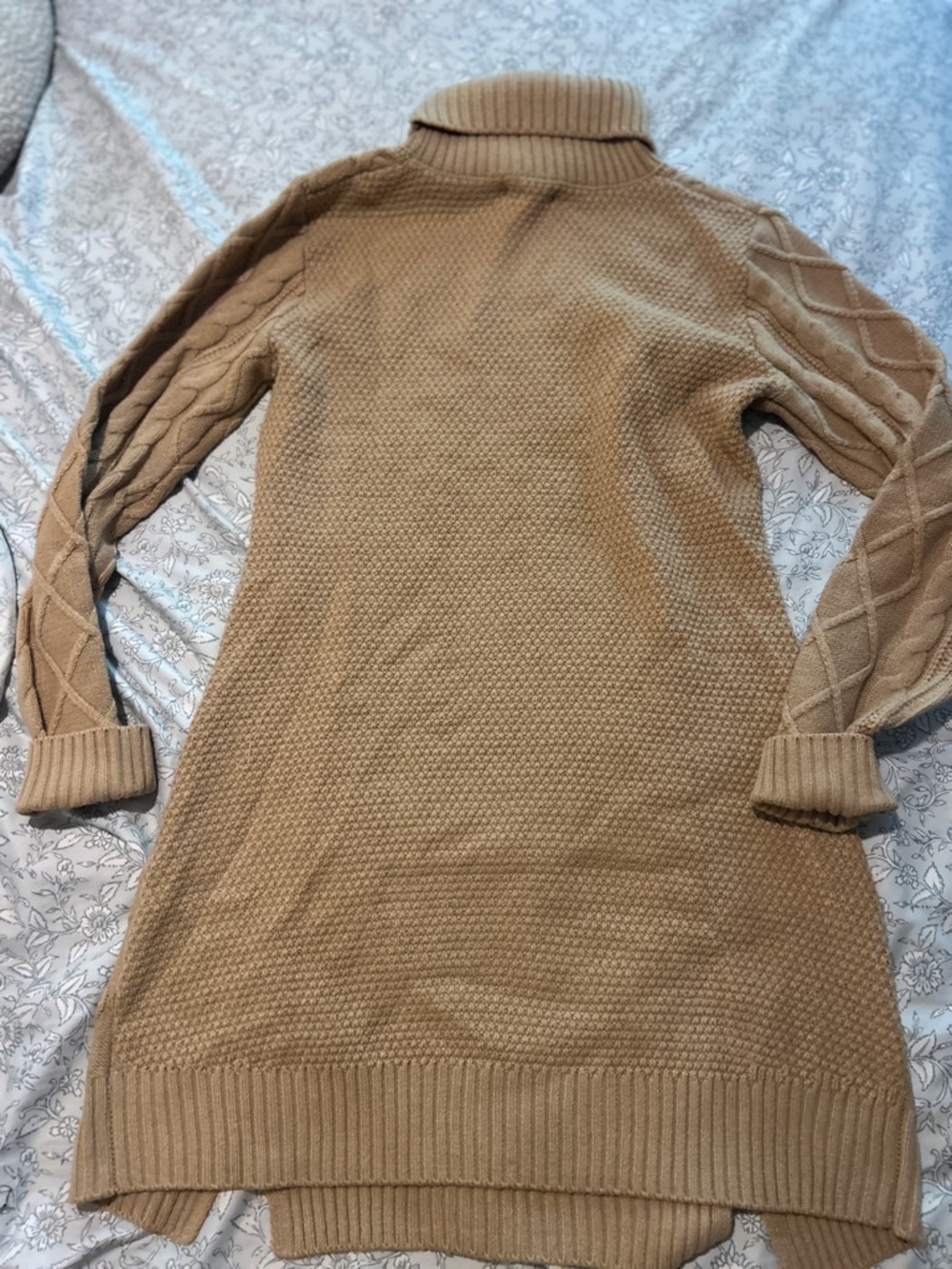 Francesca's Collections Camel Cable-Knit Turtleneck Sweater Dress - Picture 6 of 6